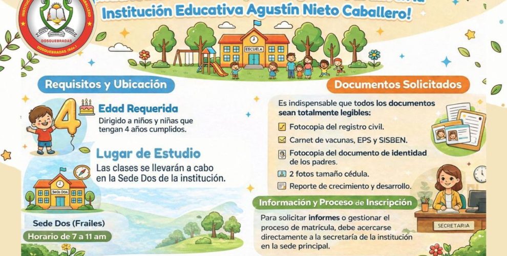 Matrículas abiertas jardín - Agustín Nieto Caballero